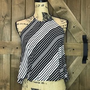 Black and white silk “Zara” top
